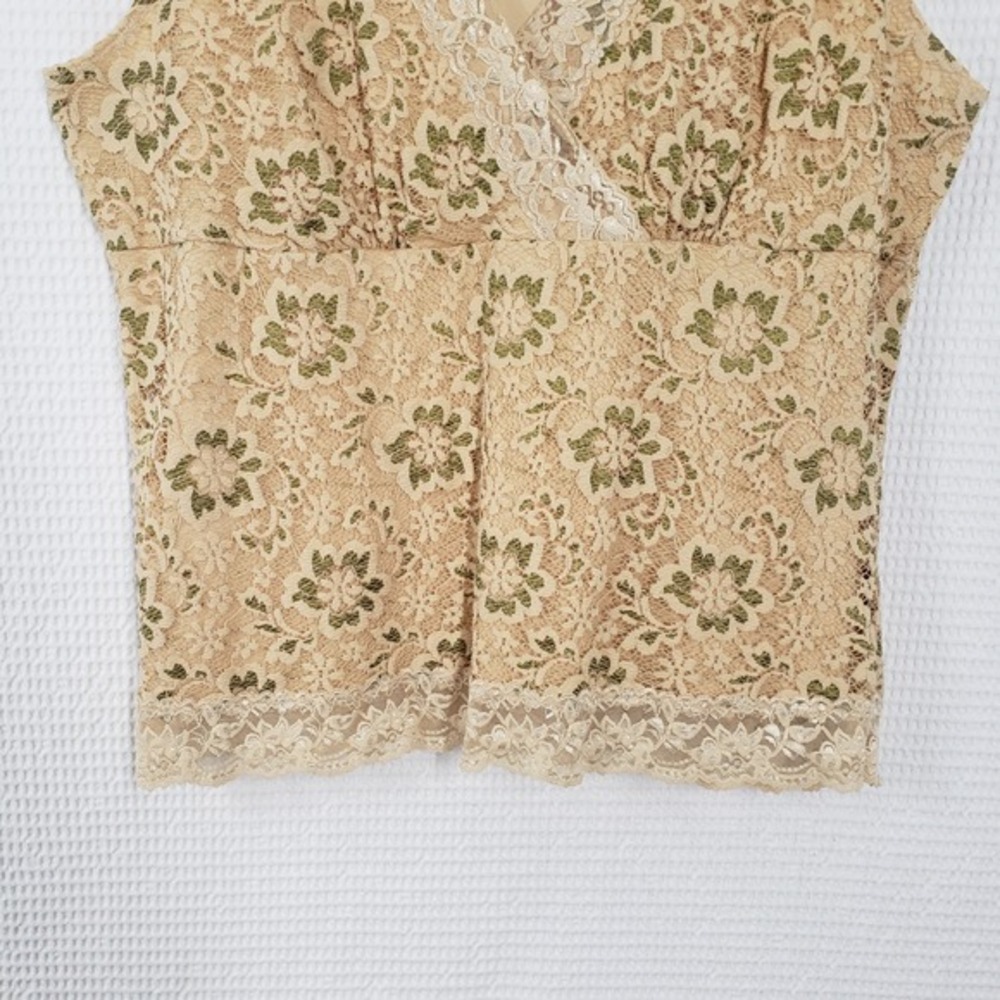 Vintage Studio 1940 Lace Tank Top Womens Beige V-Neck Sleeveless Grunge Romantic - Picture 10 of 14